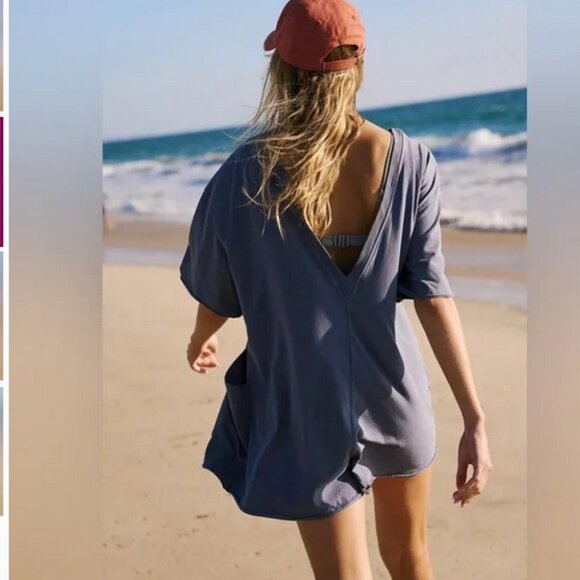 NWT Free People Hot Shot Tee Romper Misty Blue XS NEW NWT - Picture 4 of 9